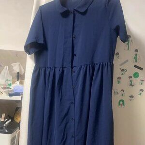 Solid color suit collar slim dress